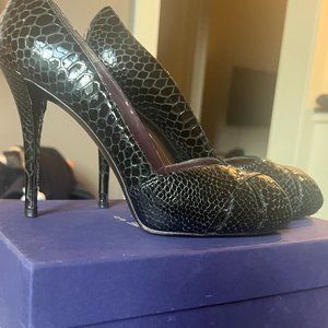 Stuart Weitzman "Dresser" in Black Crystal Snake, size 9.5